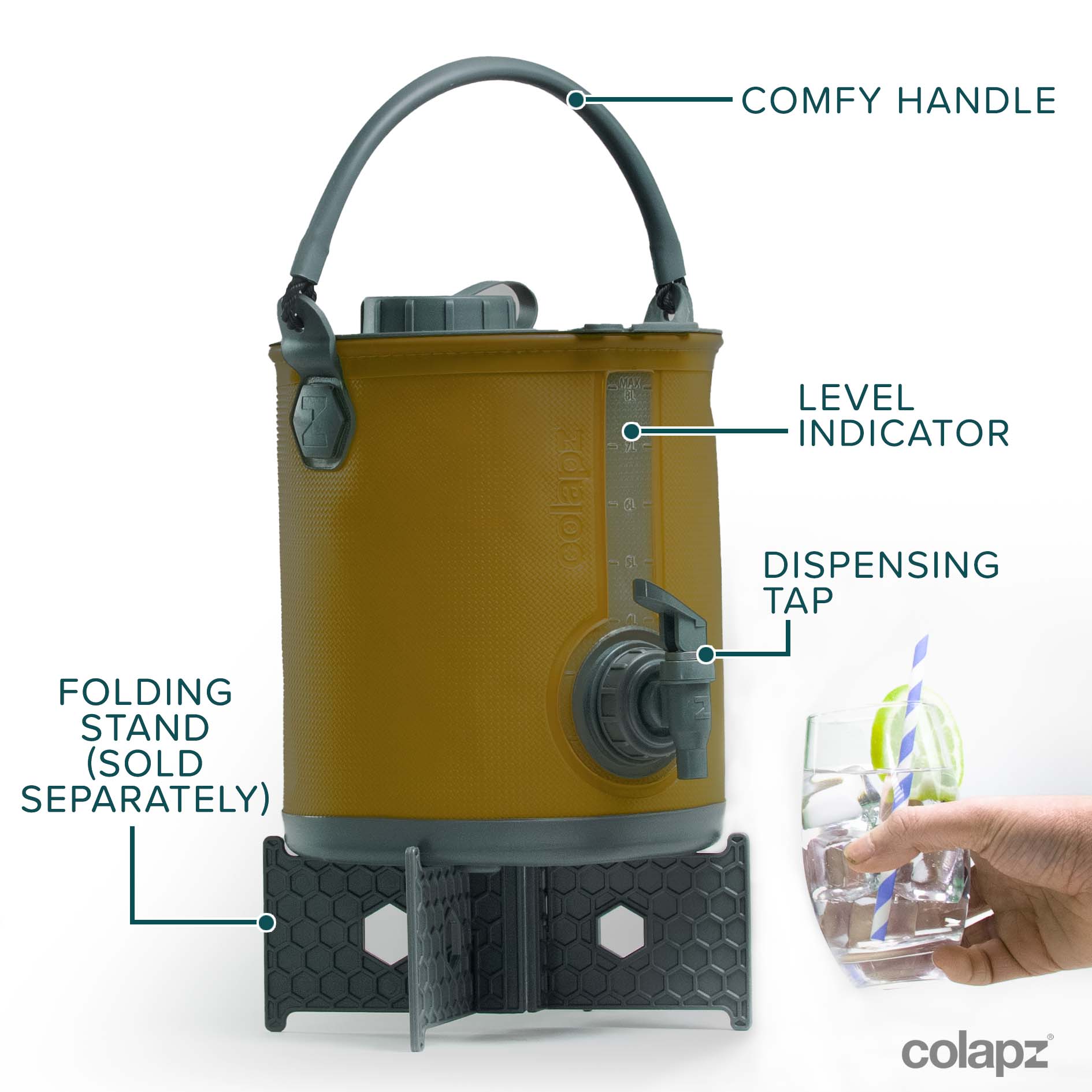 Collapsible 2-in-1 Water Carrier & Bucket with Handle and Tap - 8 Litres Capacity - Image 7