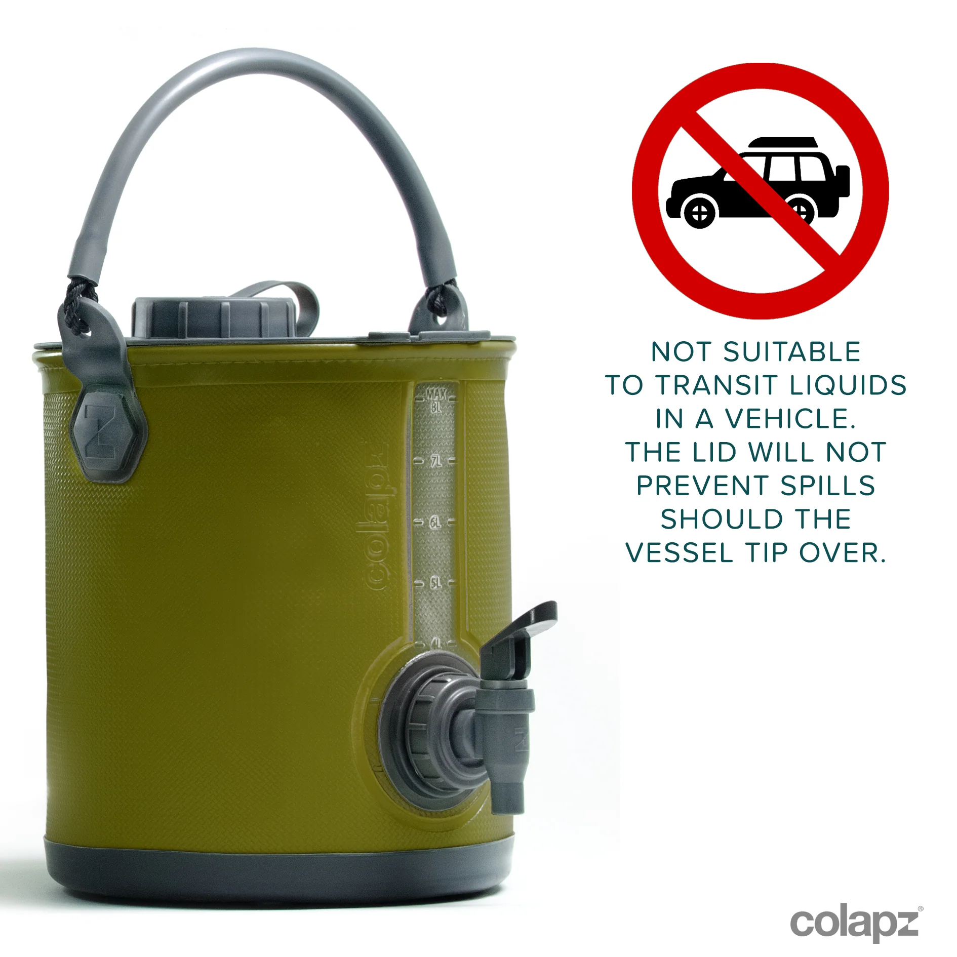 Collapsible 2-in-1 Water Carrier & Bucket with Handle and Tap - 8 Litres Capacity - Image 9