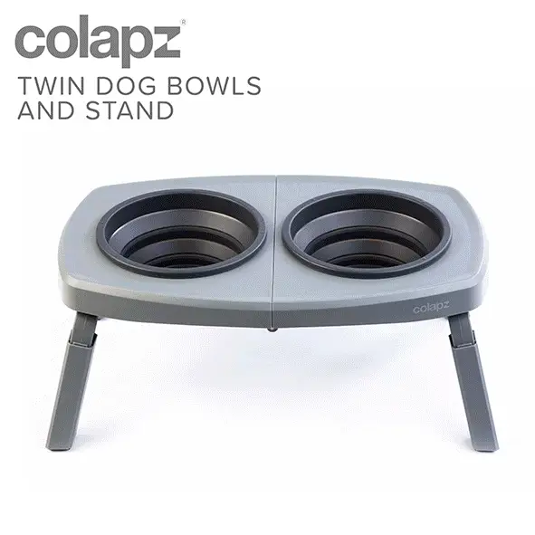Collapsible Twin Dog Bowls on Stand - Image 6