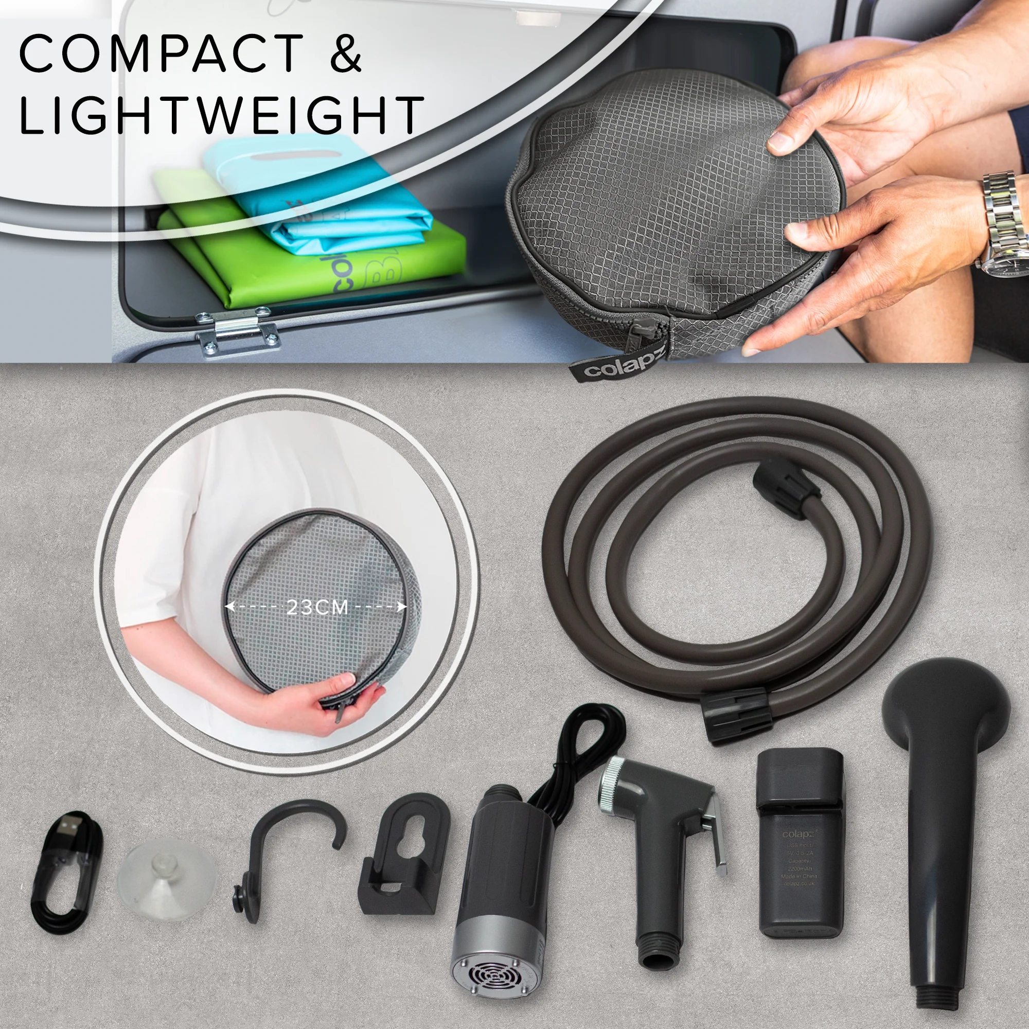 USB Rechargeable Travel & Camping Shower (3in1) - Image 3